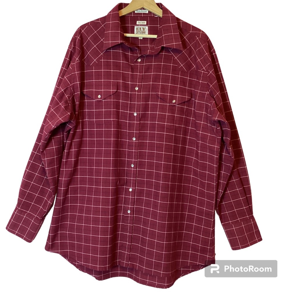 MEN’S ELY CATTLEMAN LONG SLEEVE FLANNEL PLAID WESTERN SNAP SHIRT